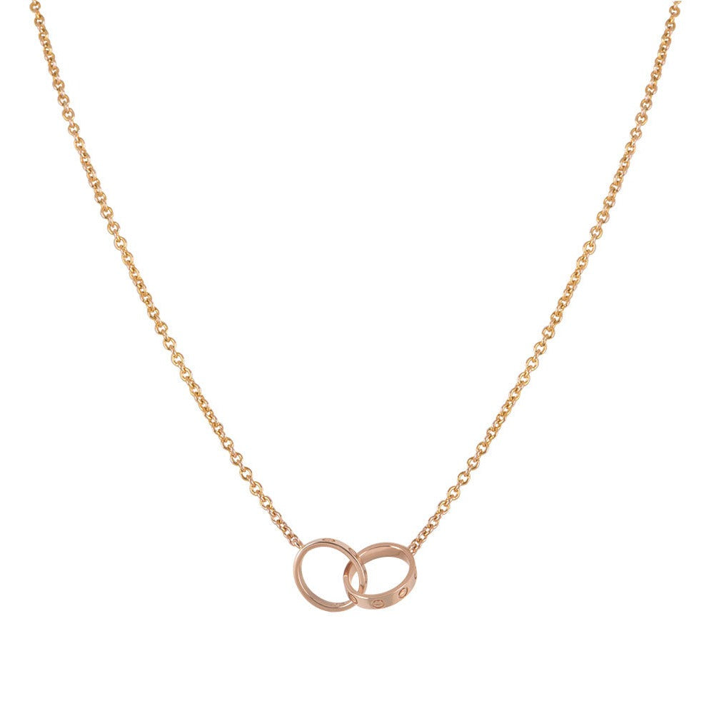 [⭐Corinne]LOVE NECKLACE DOUBLE RING PINK GOLD