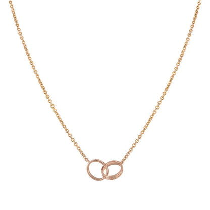 [⭐Corinne]LOVE NECKLACE DOUBLE RING PINK GOLD