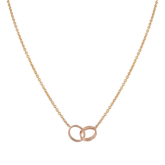 [⭐Corinne]LOVE NECKLACE DOUBLE RING PINK GOLD