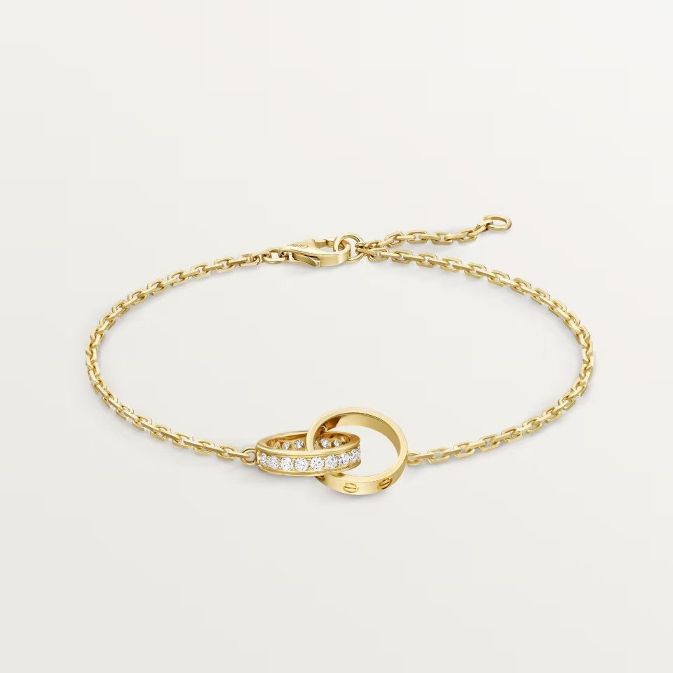 [⭐Corinne]LOVE DOUBLE RING HALF DIAMOND BRACELET