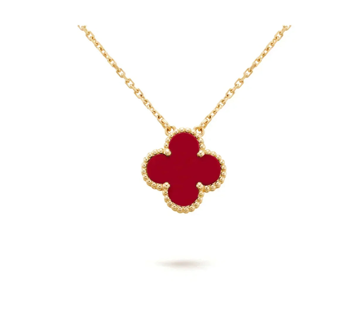 [⭐Corinne]CLOVER 15MM CARNELIAN SINGLE FLOWER NECKLACE