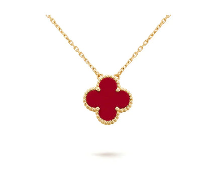 [⭐Corinne]CLOVER 15MM CARNELIAN SINGLE FLOWER NECKLACE