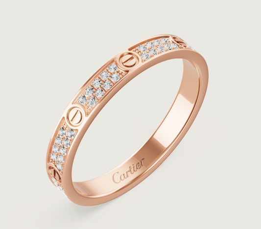 [⭐Corinne]LOVE RING 2.6mm-wide full-diamond ring Rose Gold