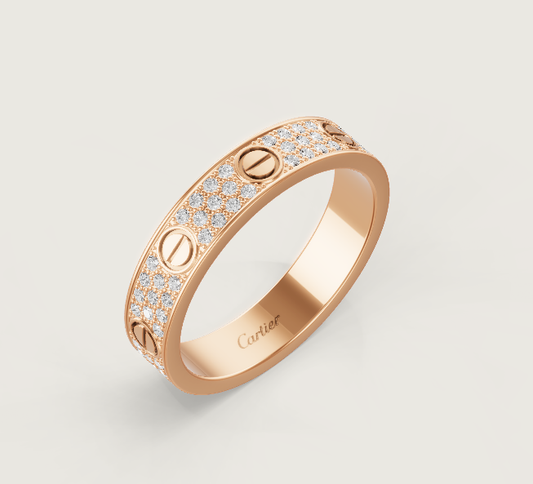 [⭐Corinne]LOVE RING 4mm-wide full-diamond ring Rose Gold