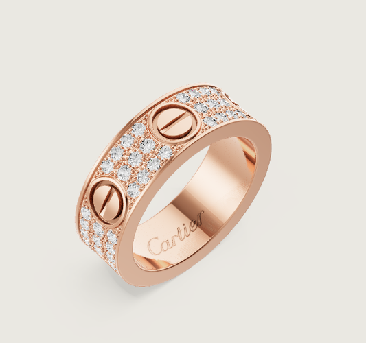 [⭐Corinne]LOVE RING 6.5mm-wide full-diamond ring Rose Gold