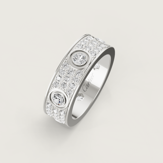 [⭐Corinne]LOVE RING 6.5MM Full Diamond, 6 Major Diamonds Silver