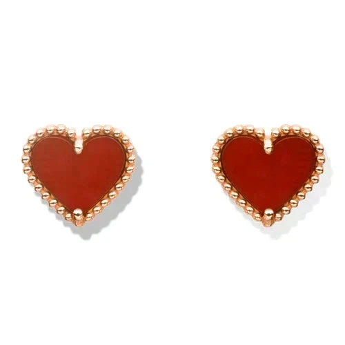 [⭐Corinne]HEART CARNELIAN STUD EARRINGS