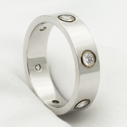 [⭐Corinne]LOVE RING 5.5MM 6 DIAMONDS SILVER