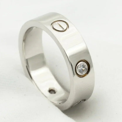 [⭐Corinne]LOVE RING 5.5MM 3 DIAMONDS SILVER