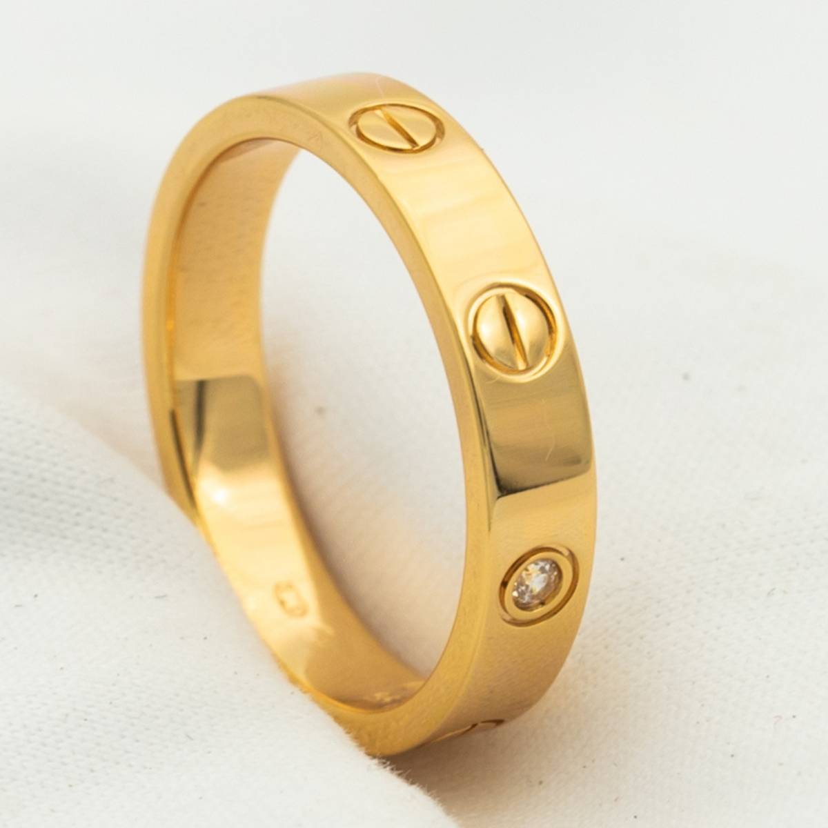 [⭐Corinne]LOVE RING 4MM 1 DIAMOND PINK GOLD