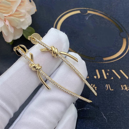 [Corinne]KNOT DROP EARRINGS IN YELLOW GOLD WITH DIAMONDS