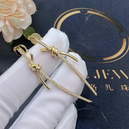 [Corinne]KNOT DROP EARRINGS IN YELLOW GOLD WITH DIAMONDS