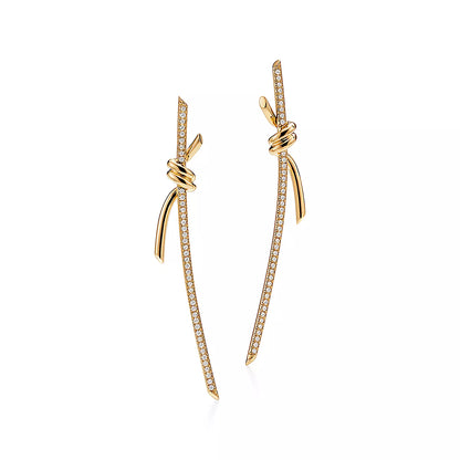 [Corinne]KNOT DROP EARRINGS IN YELLOW GOLD WITH DIAMONDS