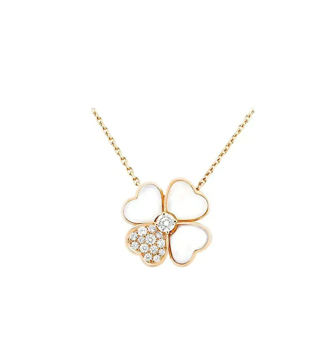 [⭐Corinne]CLOVER MOP DIAMOND ROSE GOLD NECKLACE