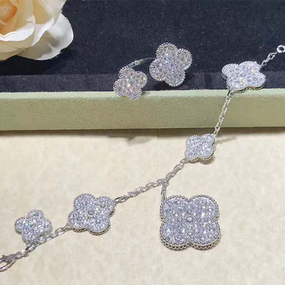 [⭐Corinne]CLOVER 6 MOTIFS SILVER DIAMOND BRACELET