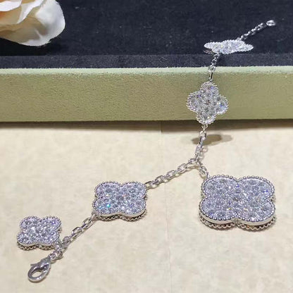 [⭐Corinne]CLOVER 6 MOTIFS SILVER DIAMOND BRACELET