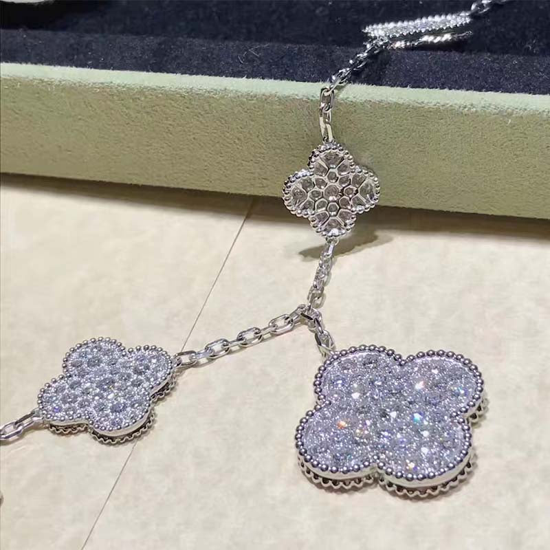 [⭐Corinne]CLOVER 6 MOTIFS SILVER DIAMOND BRACELET