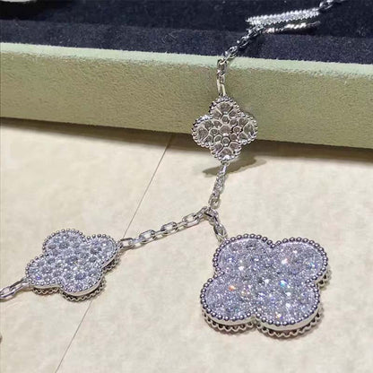 [⭐Corinne]CLOVER 6 MOTIFS SILVER DIAMOND BRACELET