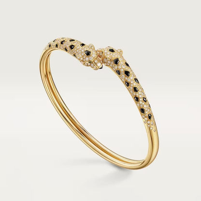 [⭐Corinne]PANTHERE DOUBLE HEADED HALF DIAMOND OPEN BRACELET