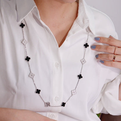 [⭐Corinne]CLOVER 20 MOTIFS ONYX DIAMOND SILVER