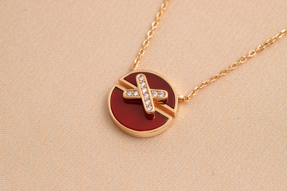 [⭐Corinne]JEUX DE PINK GOLD DIAMOND NECKLACE