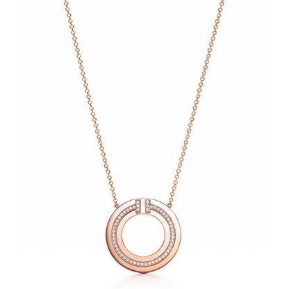 [Corinne]DIAMOND AND MOTHER OF PEARL CIRCLE PENDANT
