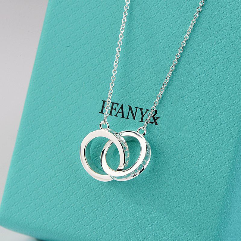 [Corinne]NECKLACE FEMALE DOUBLE RING DOUBLE CIRCLE COUPLE PENDANT