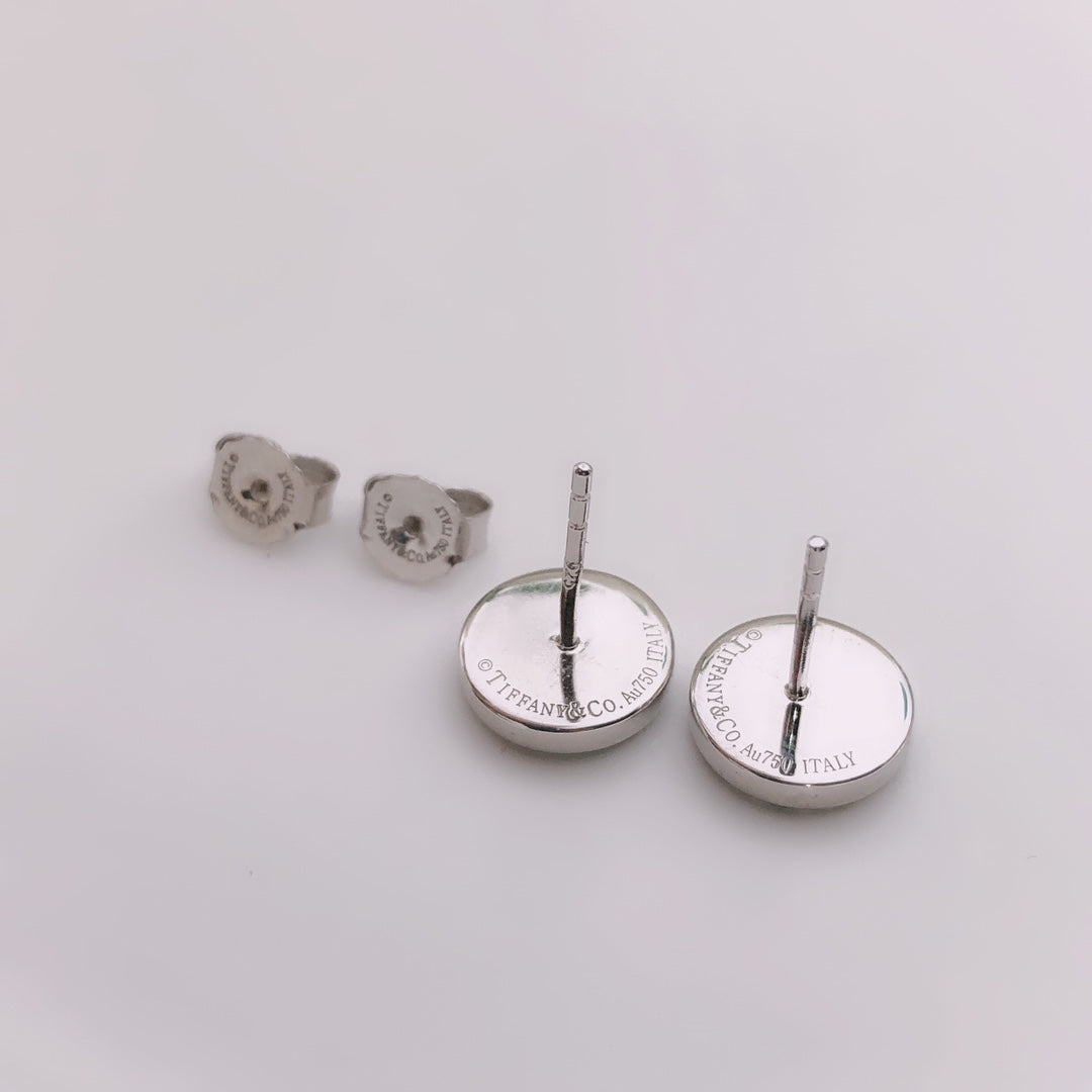 [Corinne]TURQUOISE CIRCLE WHITE GOLD EARRINGS