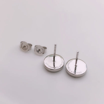 [Corinne]TURQUOISE CIRCLE WHITE GOLD EARRINGS