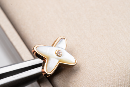 [⭐Corinne]JEUX DE WHITE MOP ROSE GOLD DIAMOND EARRINGS