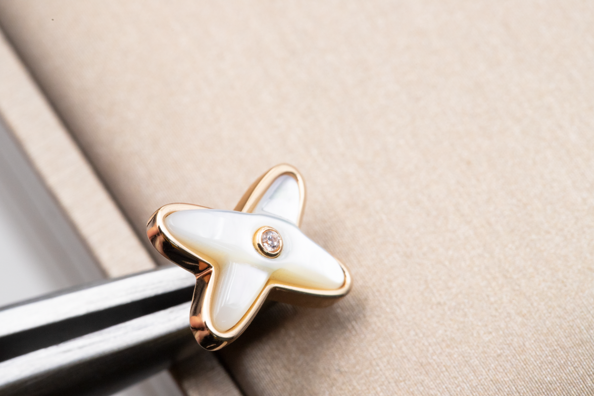 [⭐Corinne]JEUX DE WHITE MOP PINK GOLD DIAMOND EARRINGS