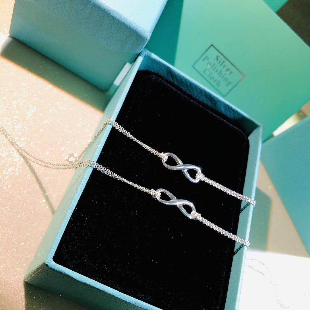 [Corinne]SILVER INFINITY DOUBLE CHAIN NECKLACE