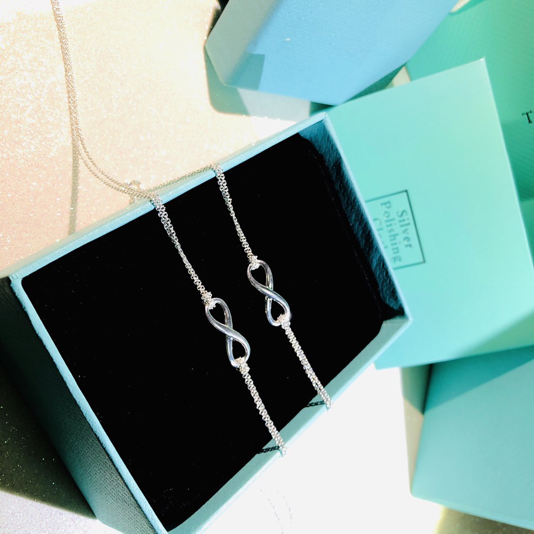 [Corinne]SILVER INFINITY DOUBLE CHAIN NECKLACE