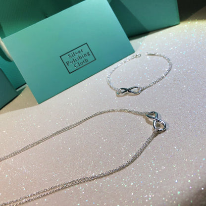 [Corinne]SILVER INFINITY DOUBLE CHAIN NECKLACE