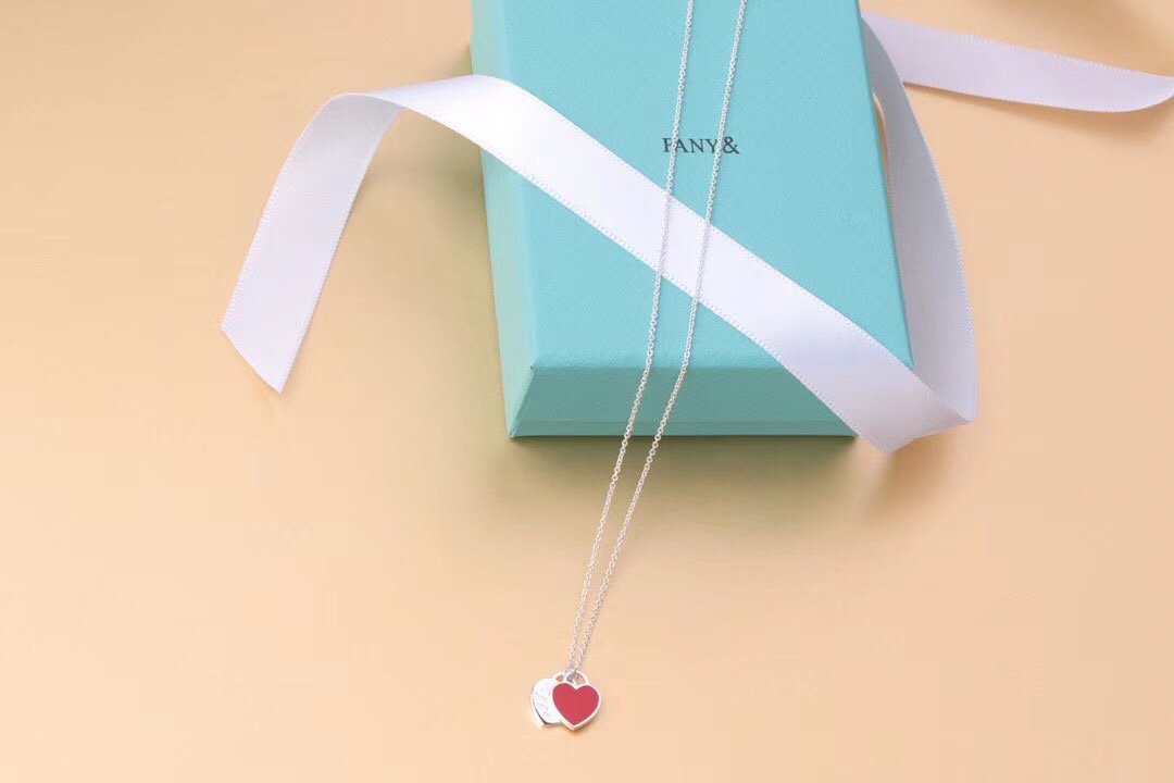 [Corinne]DOUBLE HEART TAG PENDANT SILVER MINI NECKLACE
