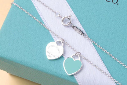 [Corinne]DOUBLE HEART TAG PENDANT SILVER MINI NECKLACE