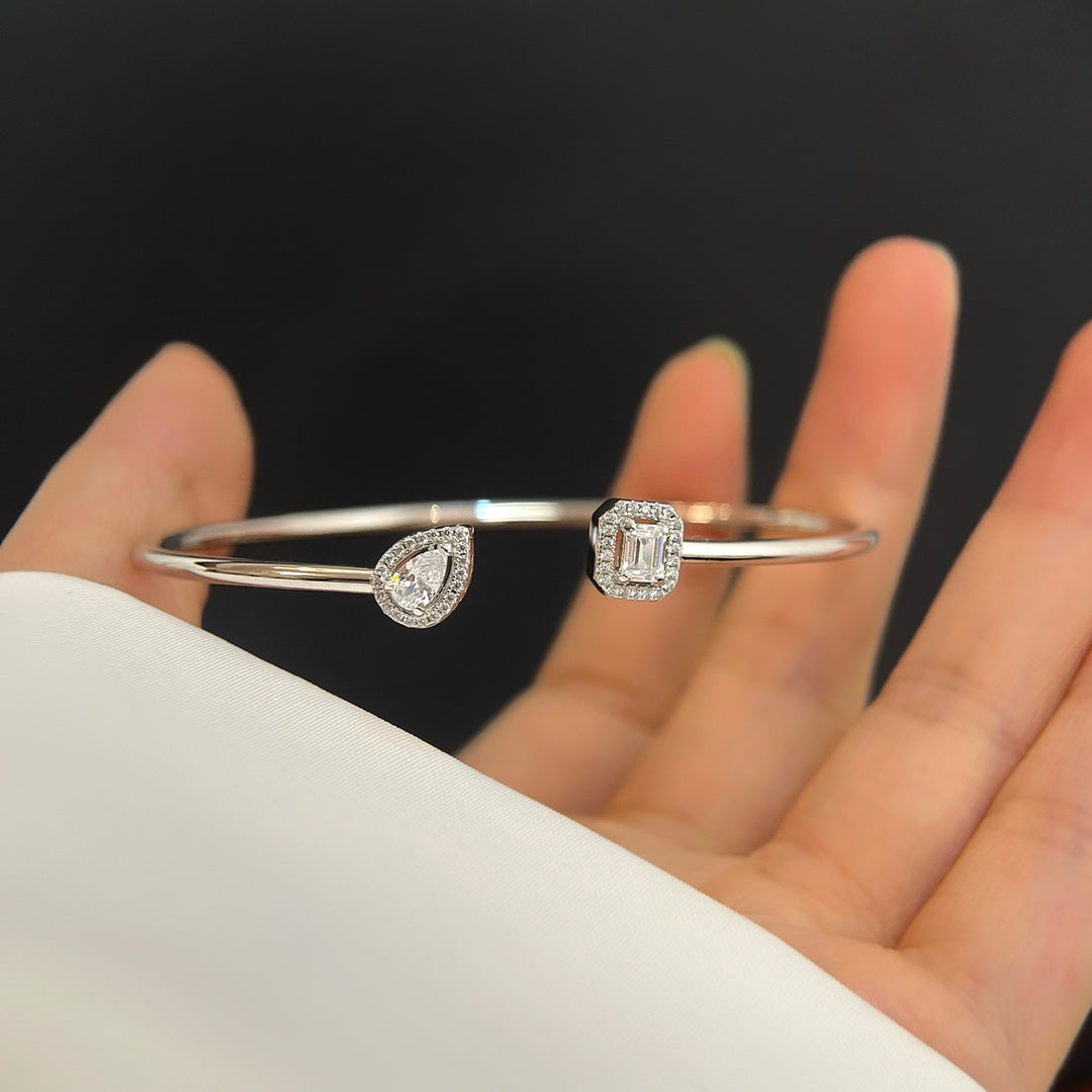 [⭐Corinne]JONC FLEX MY TWIN TOI & MOI SILVER DIAMOND BRACELET