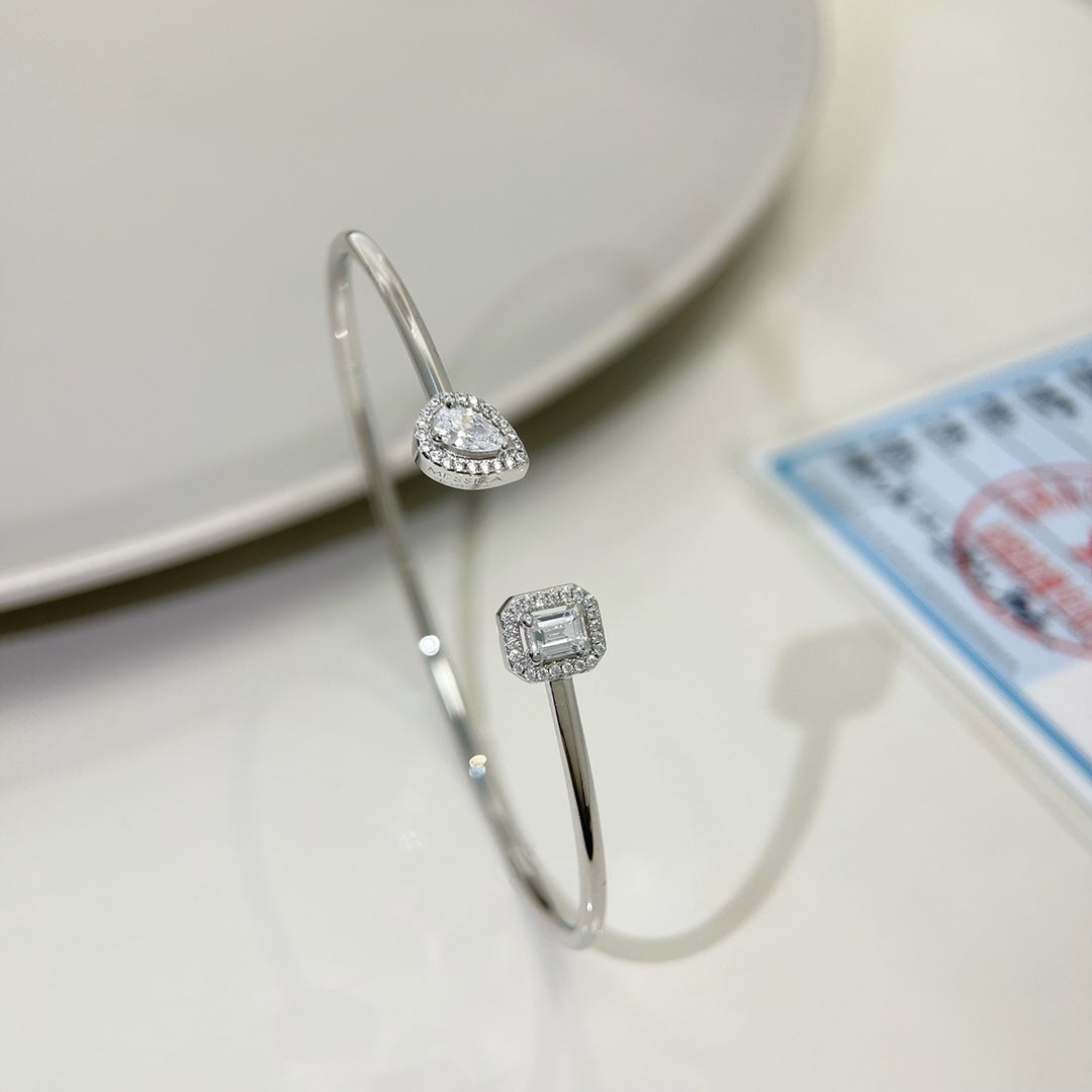 [⭐Corinne]JONC FLEX MY TWIN TOI & MOI SILVER DIAMOND BRACELET