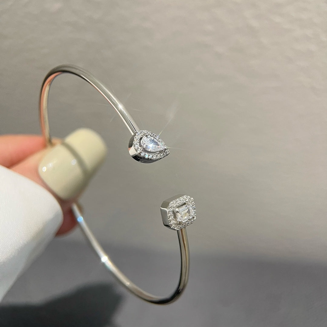 [⭐Corinne]JONC FLEX MY TWIN TOI & MOI SILVER DIAMOND BRACELET