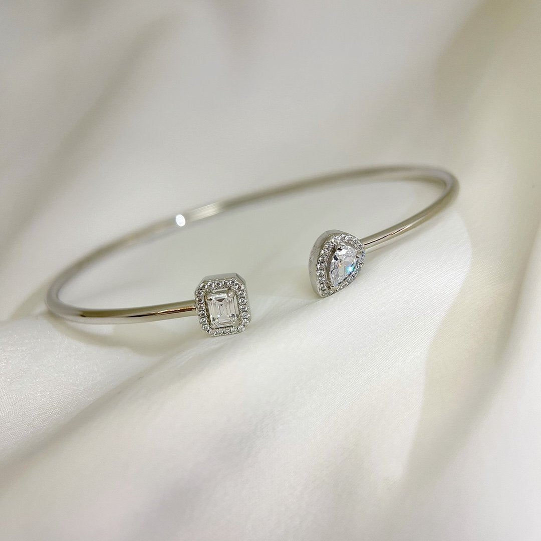 [⭐Corinne]JONC FLEX MY TWIN TOI & MOI SILVER DIAMOND BRACELET