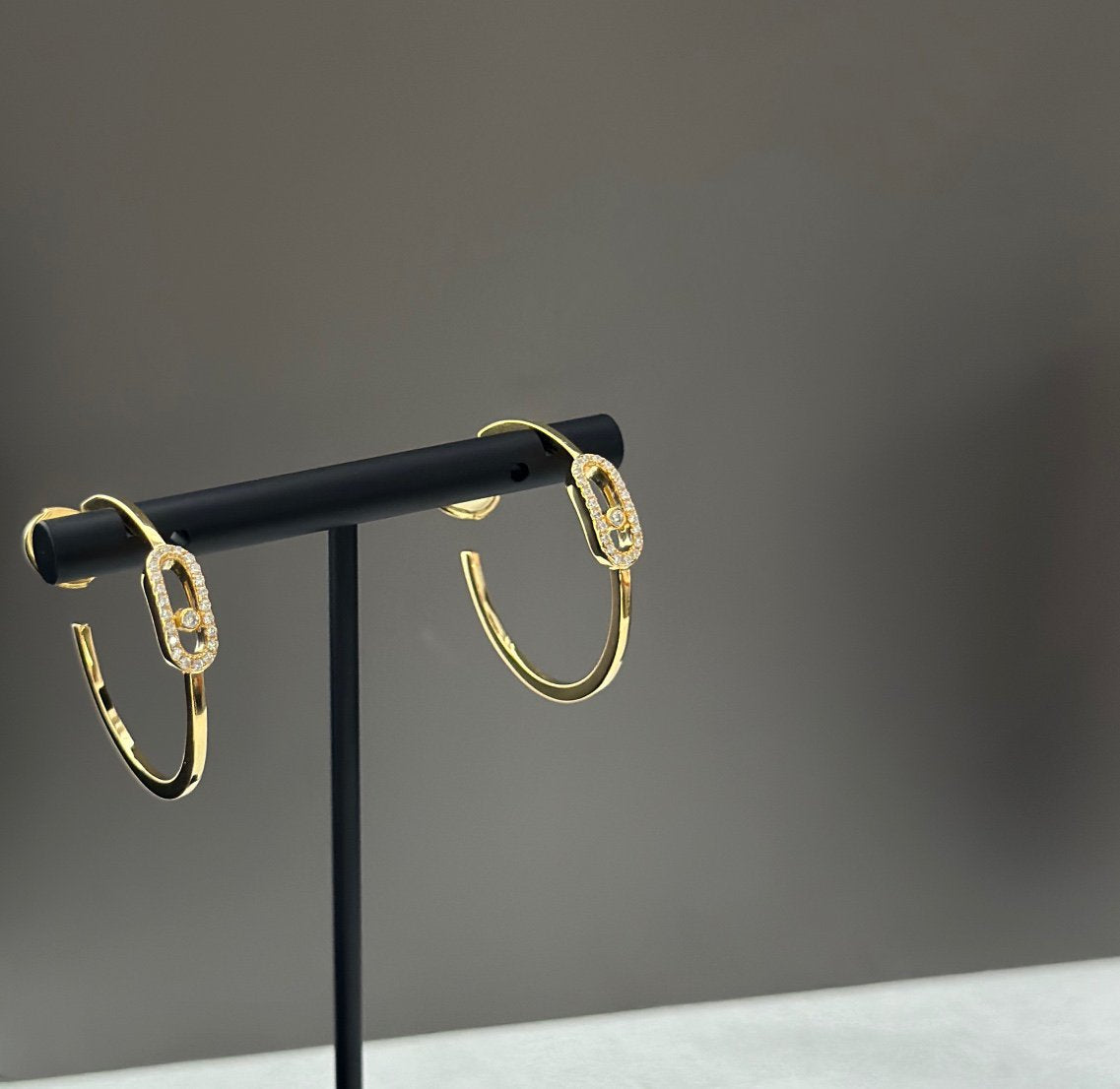 [⭐Corinne]CREOLES MOVE UNO PM DIAMOND EARRINGS