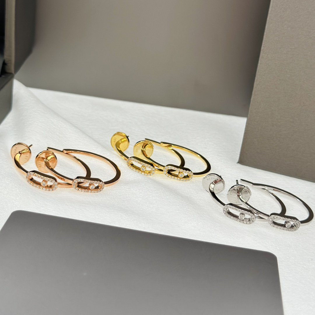 [⭐Corinne]CREOLES MOVE UNO PM DIAMOND EARRINGS