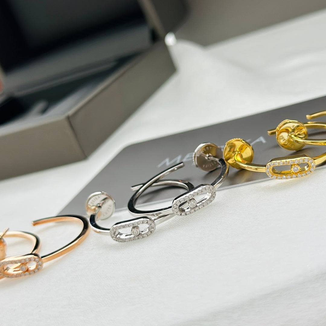 [⭐Corinne]CREOLES MOVE UNO PM DIAMOND EARRINGS