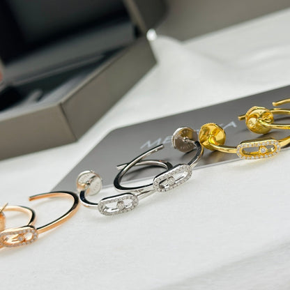 [⭐Corinne]CREOLES MOVE UNO PM DIAMOND EARRINGS