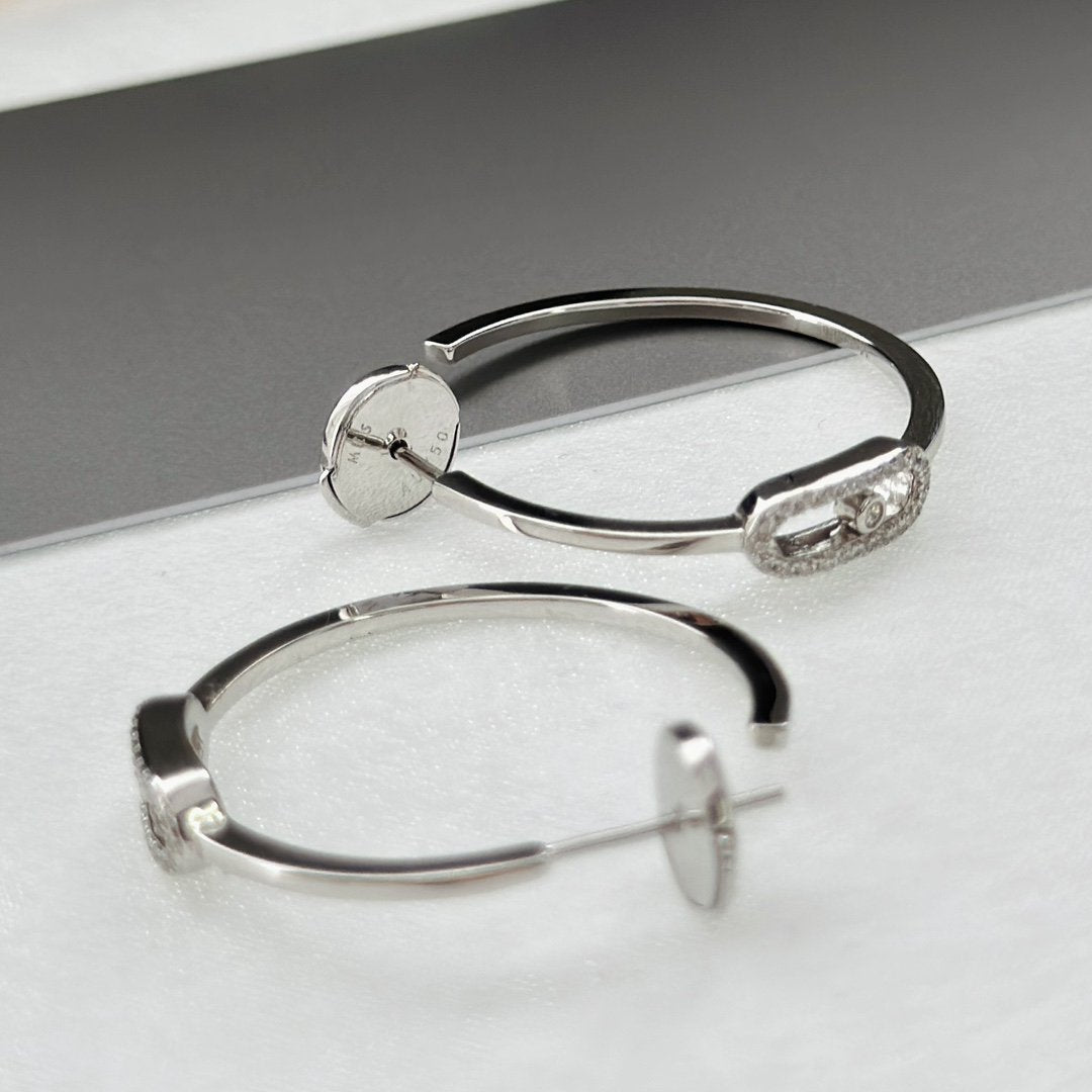 [⭐Corinne]CREOLES MOVE UNO PM DIAMOND EARRINGS