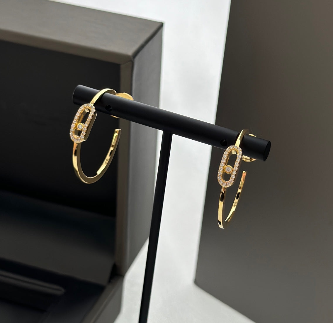 [⭐Corinne]CREOLES MOVE UNO PM DIAMOND EARRINGS