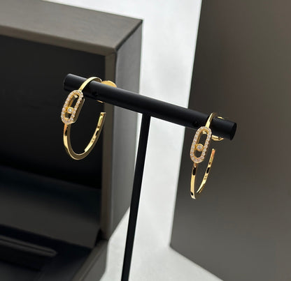 [⭐Corinne]CREOLES MOVE UNO PM DIAMOND EARRINGS