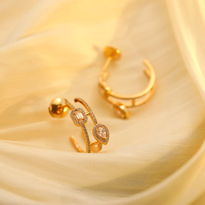 [⭐Corinne]CREOLES MY TWIN 2 RANGS SILVER DIAMOND EARRINGS