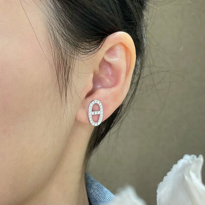 [⭐Corinne]HM FULL DIAMOND PIG NOSE STUD EARRINGS