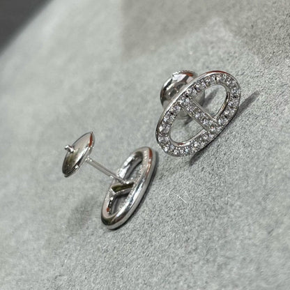 [⭐Corinne]HM FULL DIAMOND PIG NOSE STUD EARRINGS